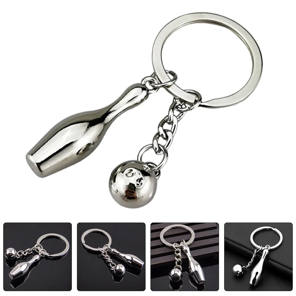 

3 Pcs Bowling Keychain Pendants Match Keepsakes Sports Keychains Decor Badminton Gift Decorative Zinc Alloy Shape Rings
