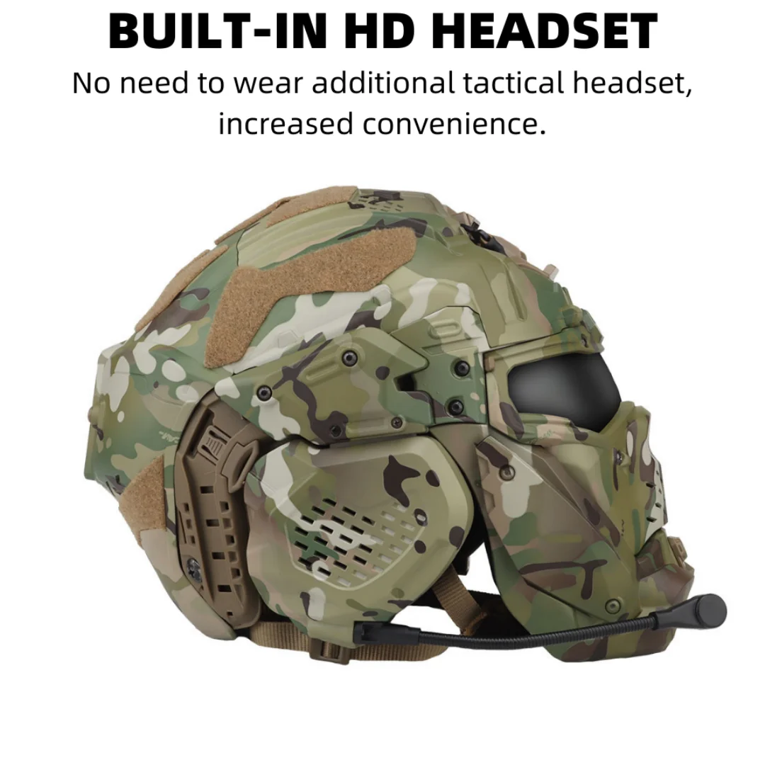 Tactical Assault Airsoft Helmet II with Mask Headset Anti-Fog Fan NV Stand  Military Hunting Paintball