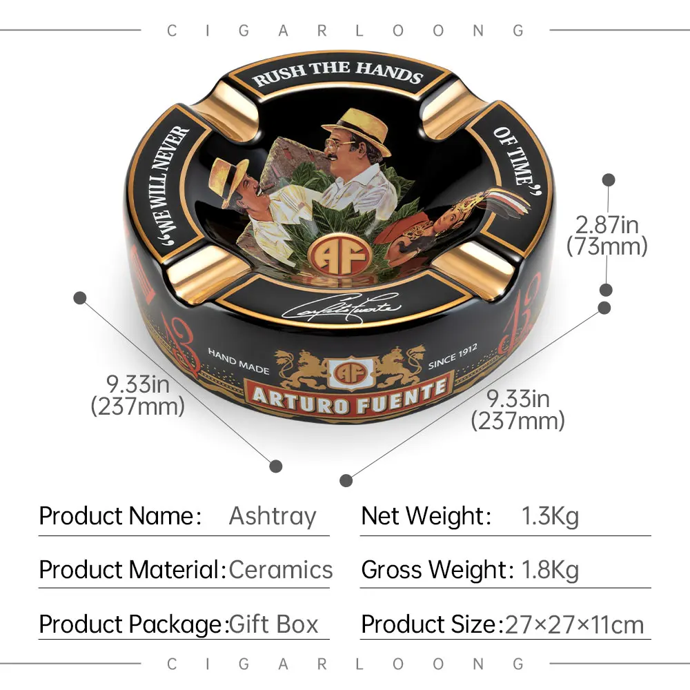 Ceramic Ashtray Cigar Ashtray Ceramics Creative Round Ashtray 4 Large Caliber Slot Home Decoration Smoking Accessory Gift Box CG-24I1 Cigarettes Ashtray