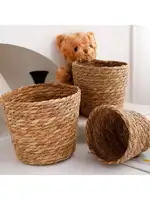Rustic DIY Flower Arrangement Basket Grass Woven Multi-Functional Storage Basket Home Decorative Rural Style Wicker Basket 1