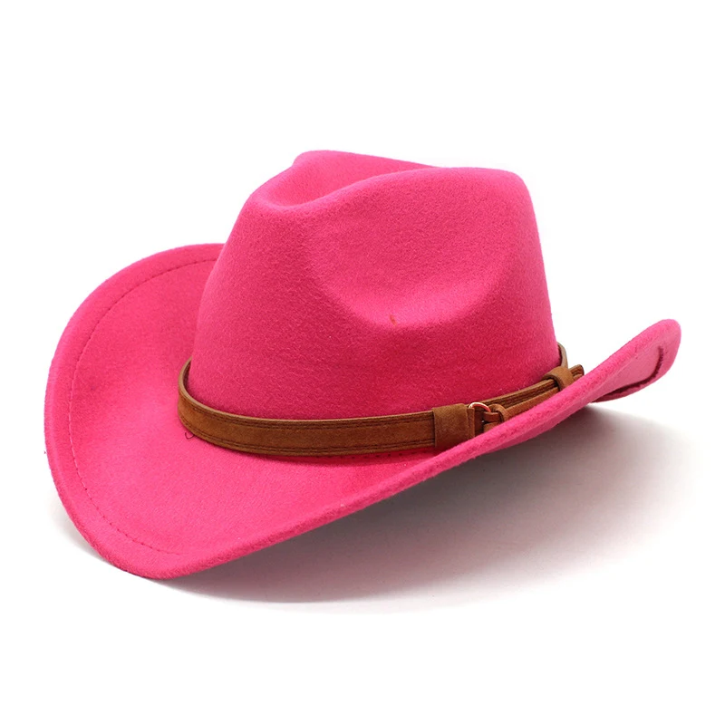 Men's Cowboy Hat Western Cow Head Accessories Wide Brim Felt Fedora Hat Cowgirl Outdoor Panama Hat Leather Knight Hat For Women