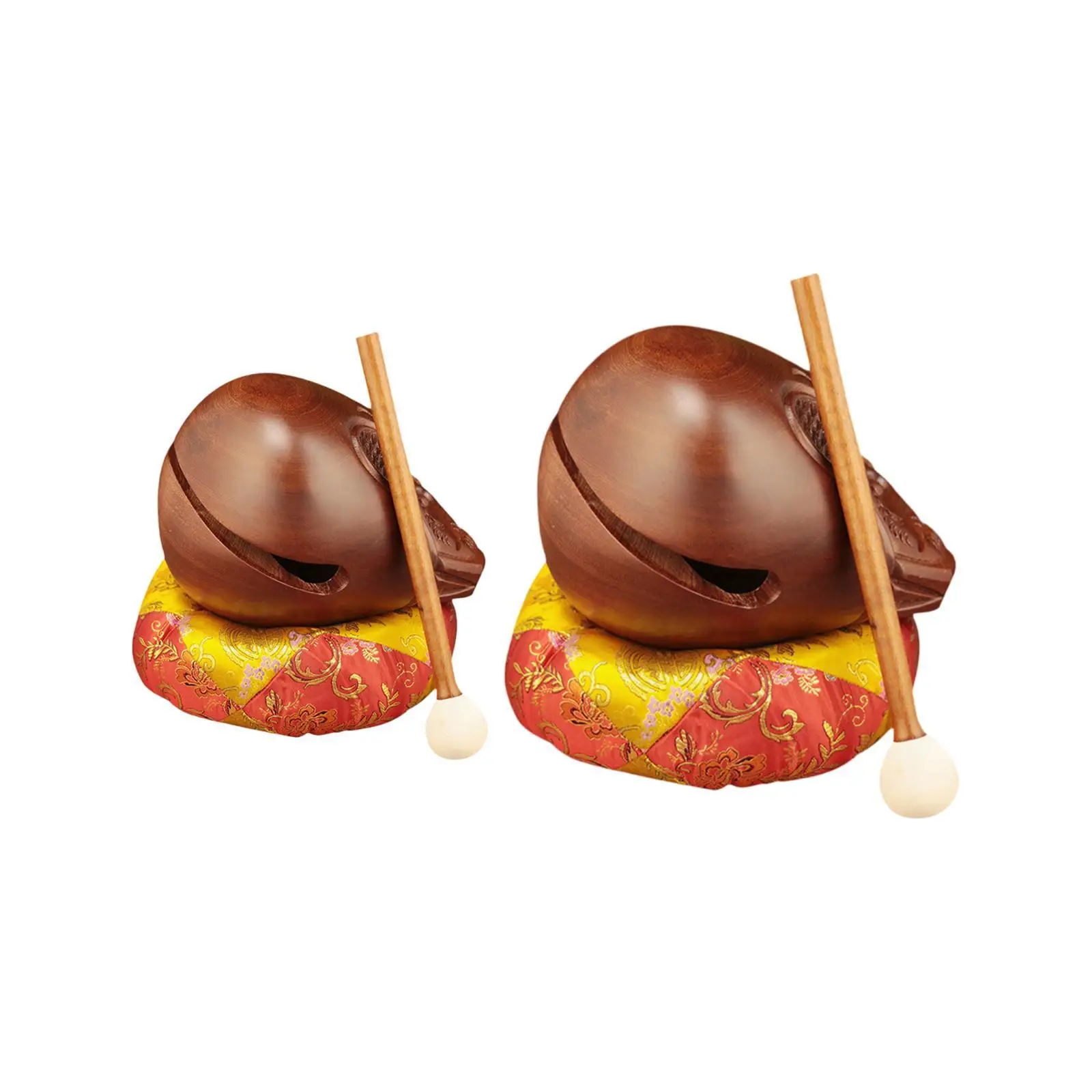 말렛과 매트가 있는 모쿠교, 나무 물고기 발삼 나무 사원 블록, 선 드럼 명상 타악기