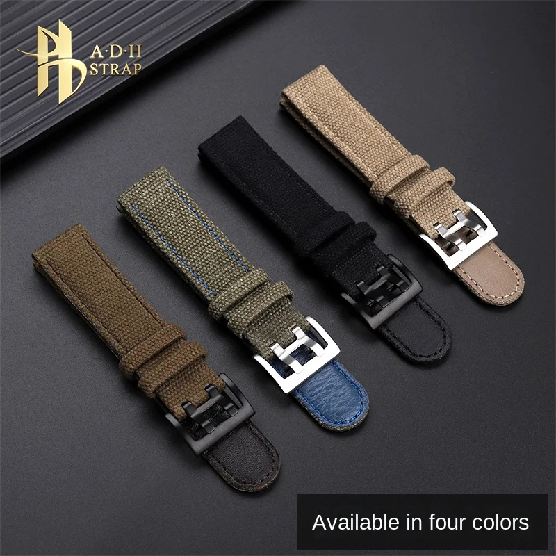 Hamilton Khaki Field Canvas Waterproof Watchband - Men's Belt with Pin Buckle Style (20mm/22mm)