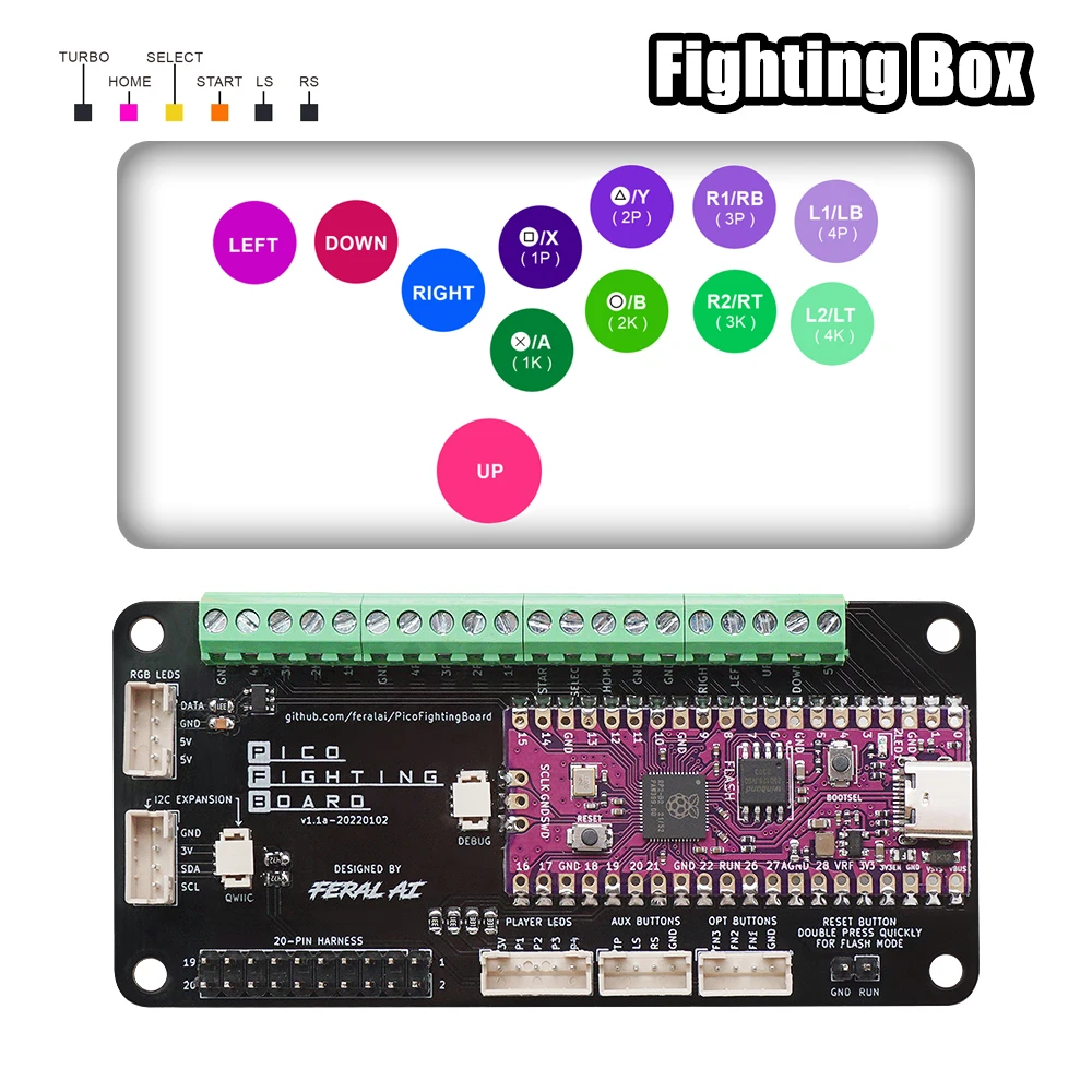 Fighting board gp2040 ce based on raspberry pico gamepad arcade