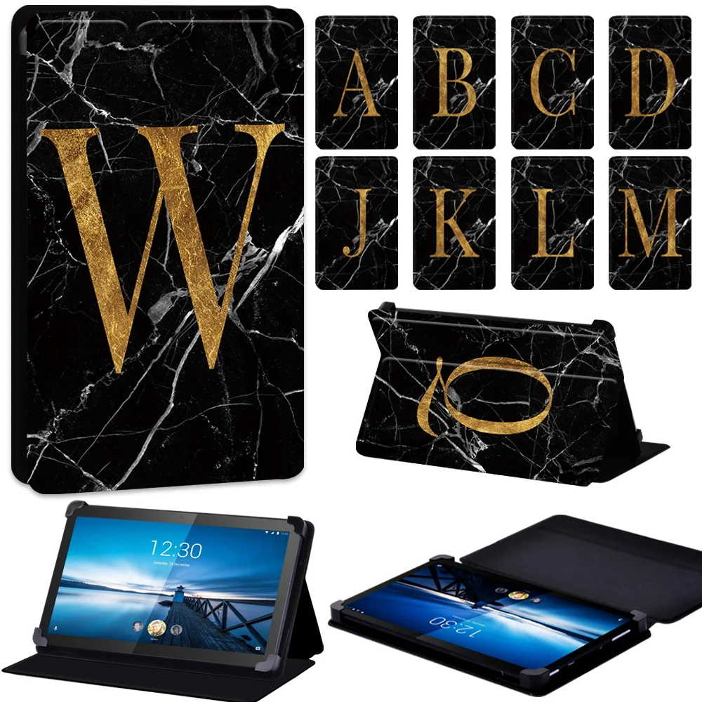 

Tablet Case for Lenovo Tab M10 Plus/Tab M10/Tab M8/Tab E7/Tab P11 Universal Adjustable Leather Marble Letter Pattern Stand Cover
