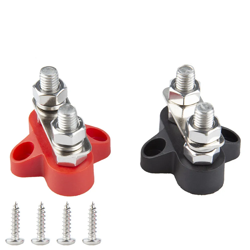 5/16" Terminal Studs M8 48V Terminal Block Busbar Insulated Double Type Distribution Studs Positive and Negative RV