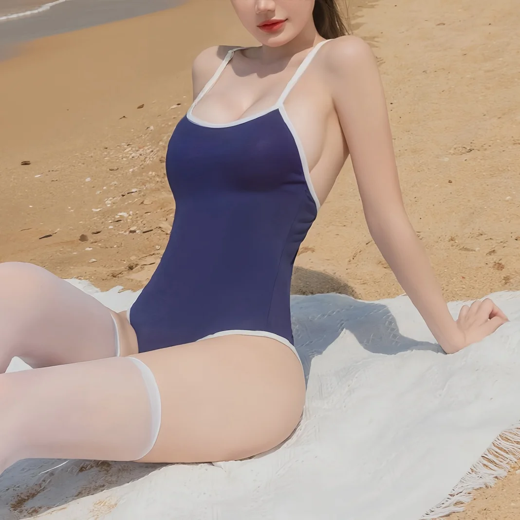 Women One Piece Swimsuit Japanese Style High Elasticity