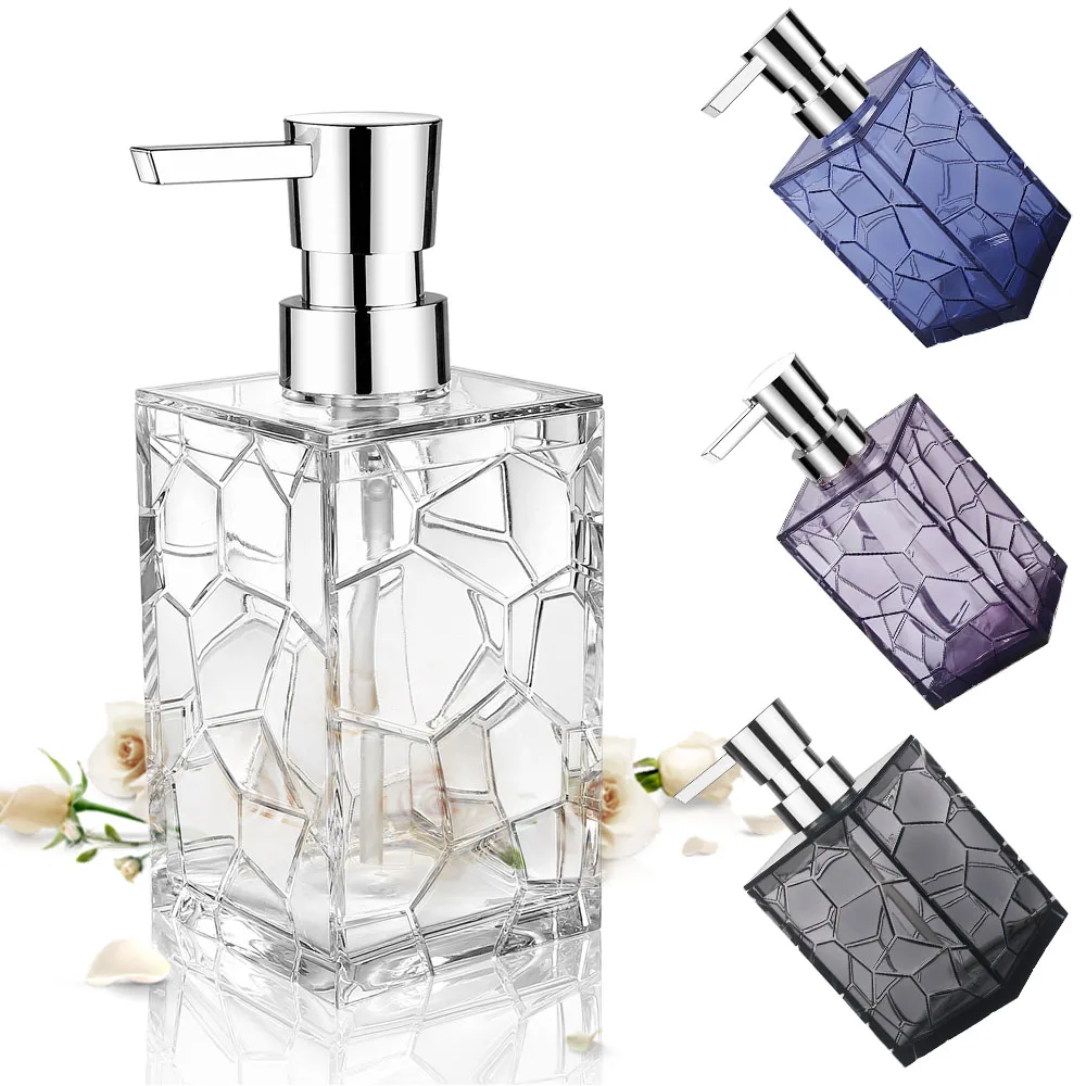 หรูหราห้องน้ําเครื่องจ่ายสบู่Reusableปั๊มมือขวดเจลอาบน้ําโปร่งใสขวดเปล่าคอนเทนเนอร์ของเหลว 1