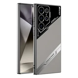 Premium PU Leather Electroplated Phone Case with Enhanced Camera Protection - Galaxy S25 Ultra (GRAY)