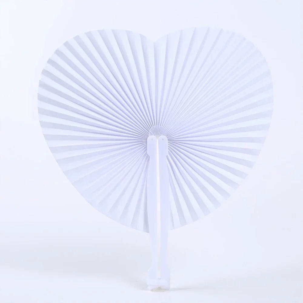 5-36pcs White Heart Shape Folding Fan Blank Fan Festival Hand Fans Party Gift DIY Painting Birthday Wedding Party Decoration