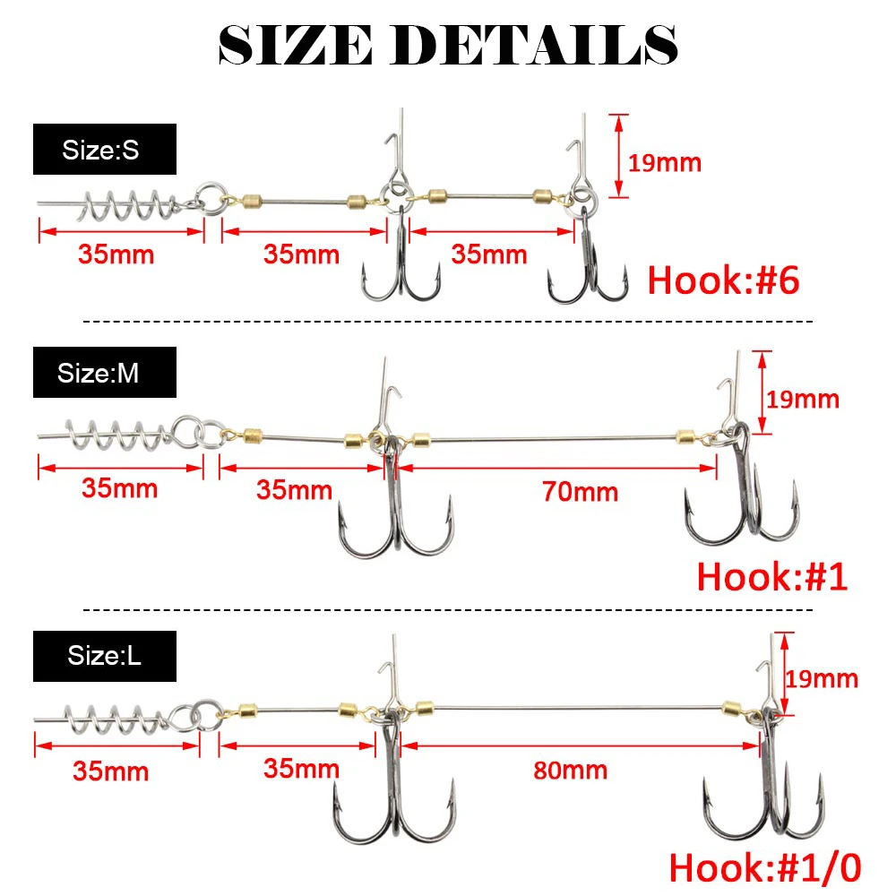 WALK FISH Stinger Fishing Rig Hook for Big Shad Center Pin Screw Connector  Pike Bass Perch Bait Barbed Sharp Treble Fish Hook - AliExpress