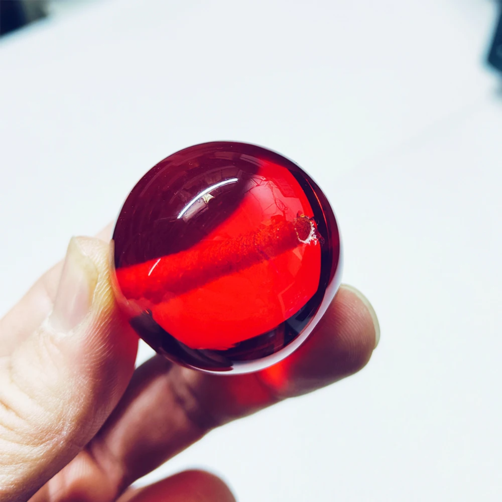 1-5Pcs 직경 30mm 반투명 컬러 크리스탈 유리 공 조리개 3mm 구멍이 있는 유리 공은 장으로 걸 수 있습니다.
