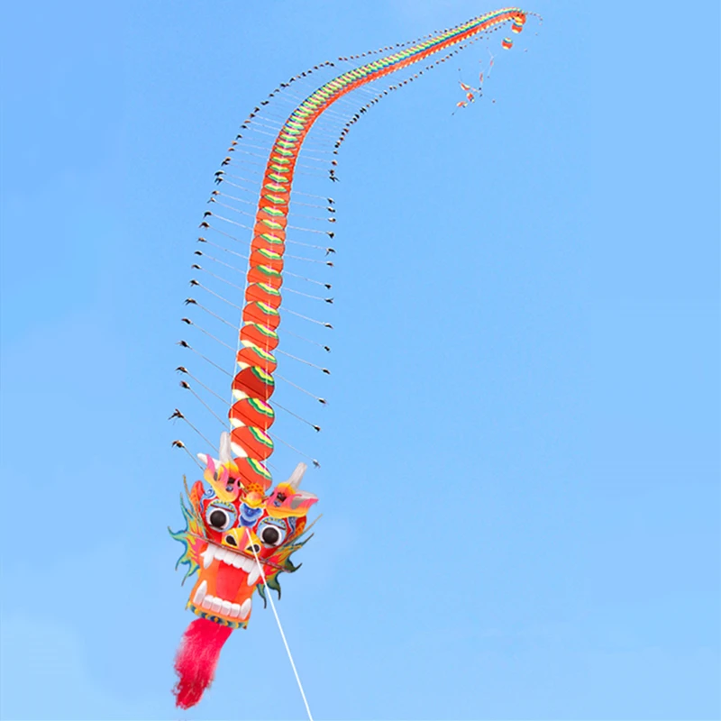 Kites 25m Big Dragon Chinese Traditional Line ferramenta Paper Ladybug Huge Kite Kevlar Bamboo