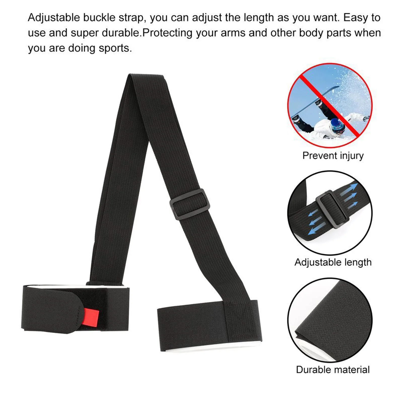 

1pc Nylon Skiing Bags Adjustable Skiing Pole Shoulder Hand Carrier Lash Handle Straps Porter Hook Protecting For Ski Board