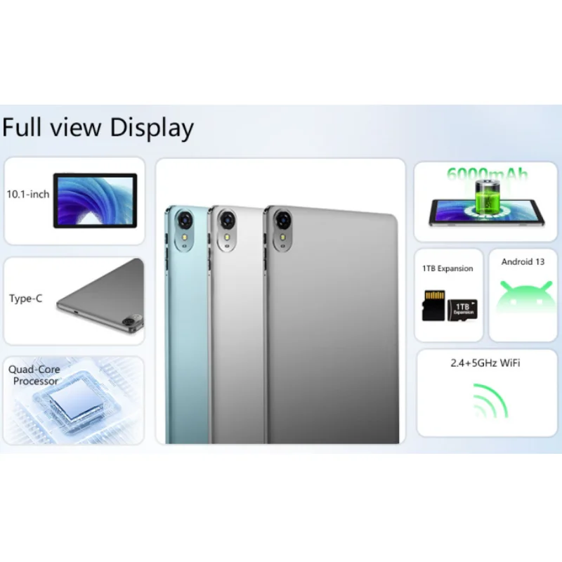 Brand New 4GB RAM 64GB ROM Android 13 Tablet PC 10.1 INCH K12 CPU RK3562 Quad-Core 6000mAh 1280*800IPS WiFi Bluetooth- 4.0 2
