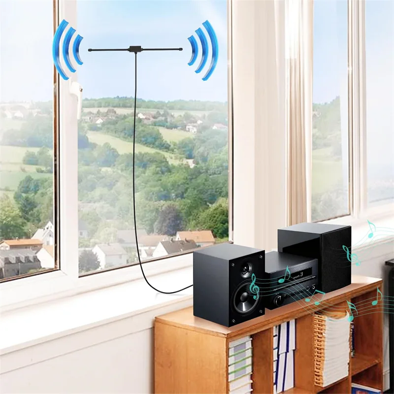 FM Radio Dipole Antenna for Stereo Receiver Indoor Music System FM Radio Home Stereo Receiver Audio Video Home Theater