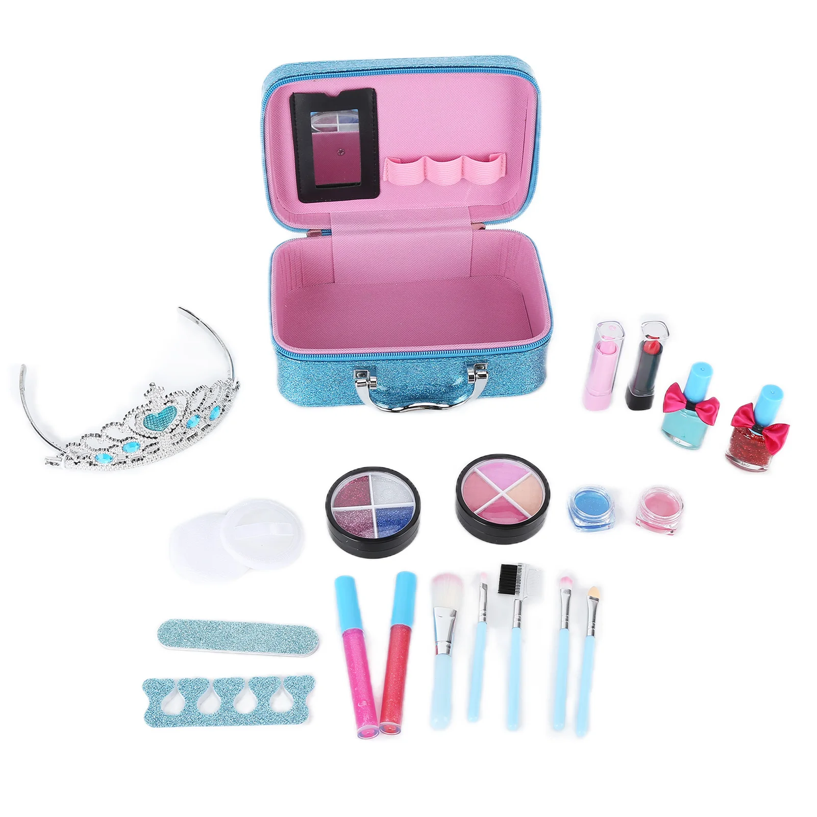 

Kids Makeup Toy Set Lipstick Nail Polish Eyeshadow Makeup Tools And Bag Cosmetic Toy For Girls