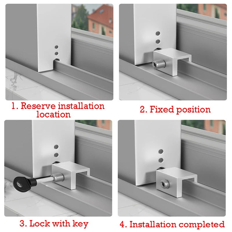 2Pcs Aluminum Window Lock Locator Adjustable Sliding Window Lock Stopper Safety Locks Anti-theft Door Home Hardware Parts