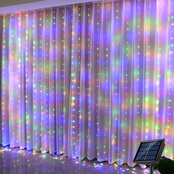 Solar LED Curtain Lights - Outdoor Copper Wire Fairy String for Garden and Holiday Decor (Multicolor Light)