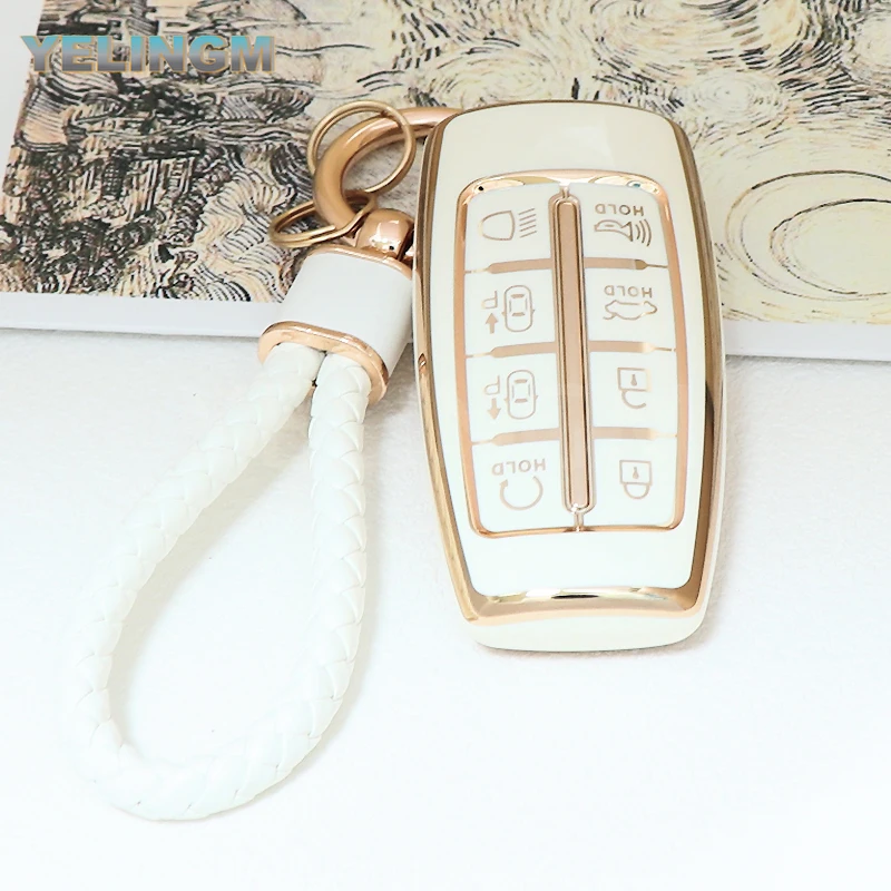 TPU 8 Buttons Car Key Cover Case For Hyundai Genesis G80 GV70 GV80 Remote Key Holder Auto Accessories key case cover key case remote control case cover