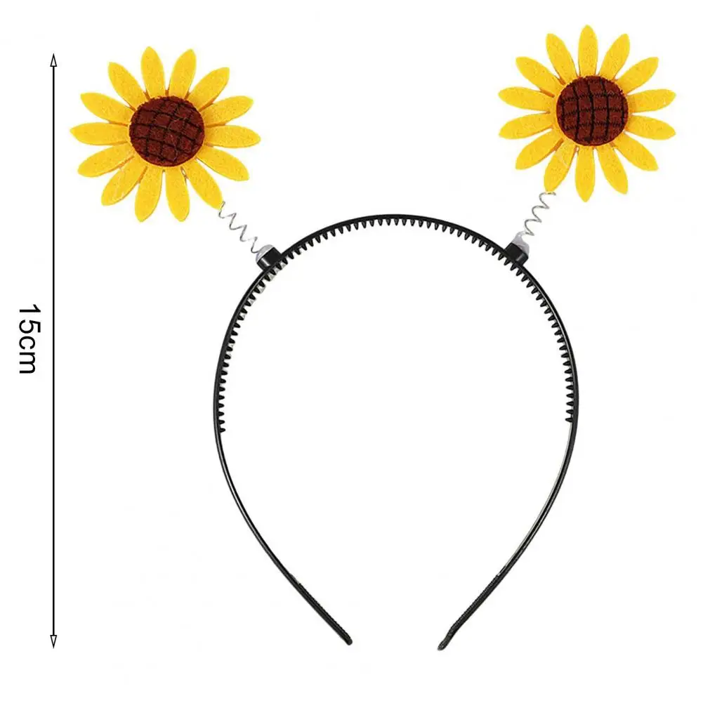 Sunflower Decor Hair Hoop Spring Design Anti-slip Teeth Headband Children Adult Plastic Lightweight Adjustable Flower Headband