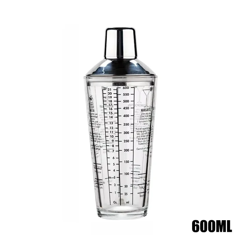 Elegant Glass Cocktail Shaker with Stainless Steel Lid - Scaled