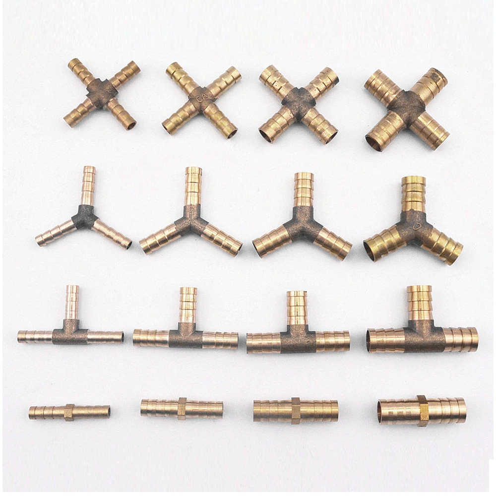 

1* 2 3 4 Way Brass Connector Barb Pipe Fitting Hose Joiner For 6mm 8mm 10mm 19mm Hose Copper Pagoda Water Tube Hardware Fittings