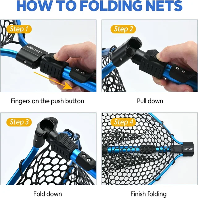 Goture Fishing Landing Net Aluminium Alloy Telescopic Fishing Net Small Mesh Trout Folding Portable Hand Net Fishing Tools 5