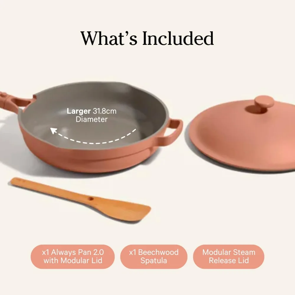 Large Always Pan 2.0-12.5” (4 Qt) Nonstick, Toxin-Free Ceramic Cookware | Patented 10-in-1 Aluminum Frying & Sauté Pan | Safe f