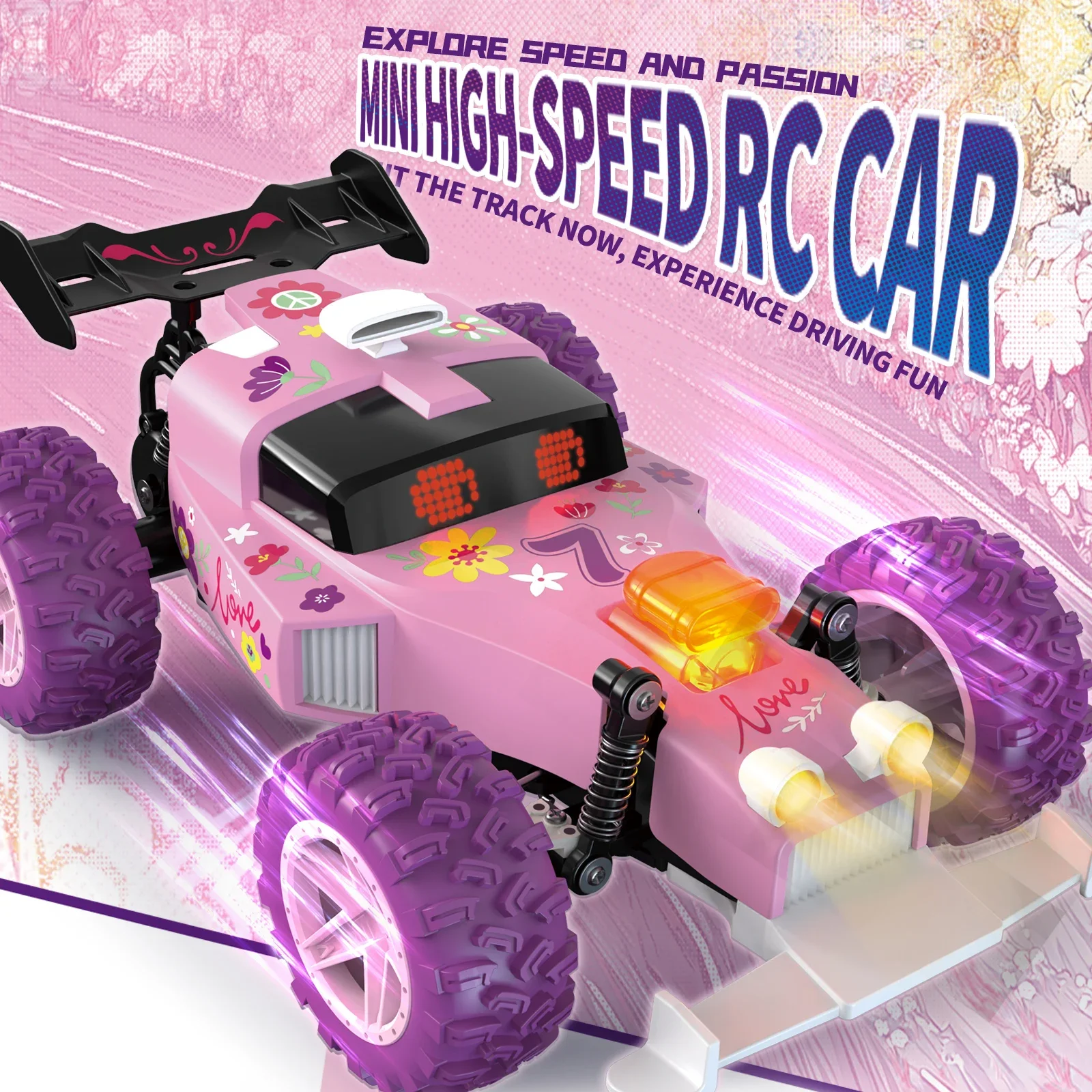 Jjrc Pink Rc Car Electric Drive Off-Road Big Wheel High Speed Purple 2.4G Remote Control Trucks Crawler Girls Toys for Children