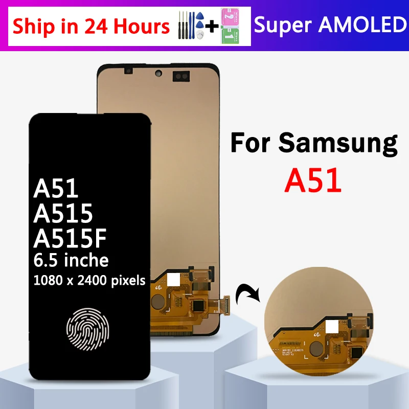Super Amoled Per Samsung A51 Display Lcd Touch Screen Digitize Assembly Per Samsung A51 A515 A515F Display Lcd