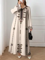 Middle Eastern Elegant Robe, New Spring and Autumn Style, Plus-Size Fashion Women's Clothing, Ethnic Print, Stylish, Loose and Comfortable, Holiday Style Long-Sleeve Dress - Image 4
