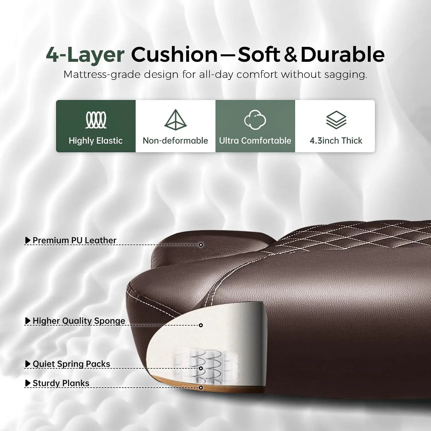 Office Chair, Big and Tall Office Chair with Foot Rest Ergonomic Desk Chairs Reclining High Back Leather Chairs with Lumbar Brow