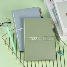 

A5/A6 2022 Planner Leather Schedule Weekly Plan Snap Notebook Student Writing Journal Business Office Supplies Stationery
