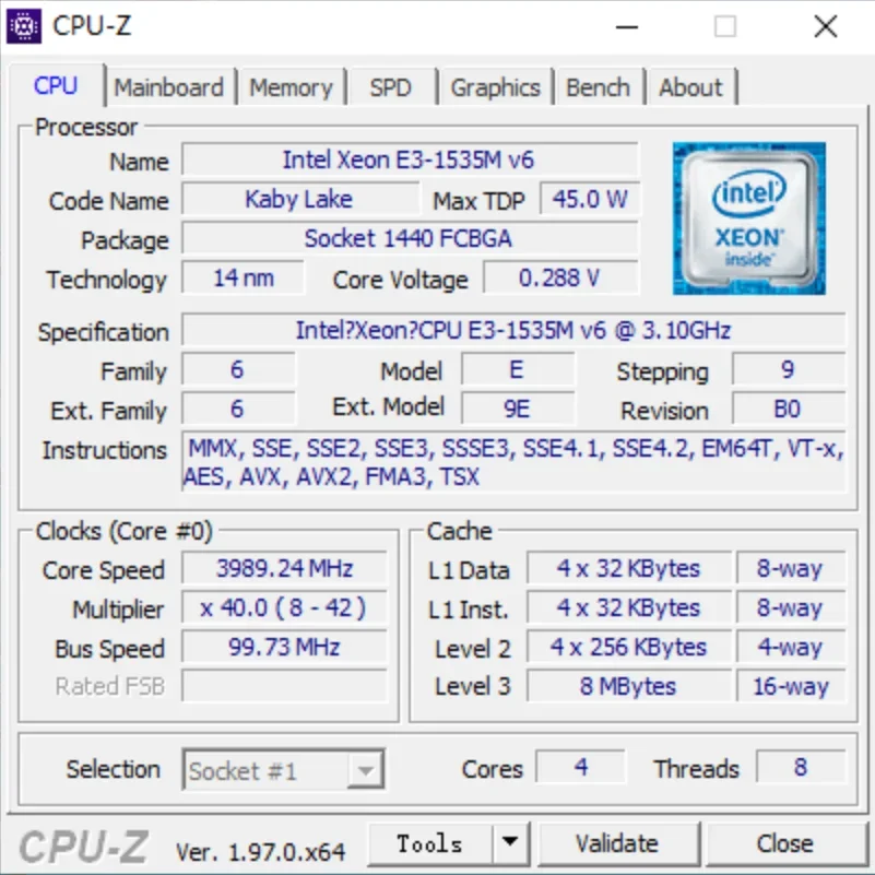 코어 6세대 Skylake 프로세서 XEON E3-1505M V5 SR2FN 수정된 CPU 2.8GHz 4코어 8스레드 4C8T DDR4-2133MHz 노트북 BGA-LGA 1151