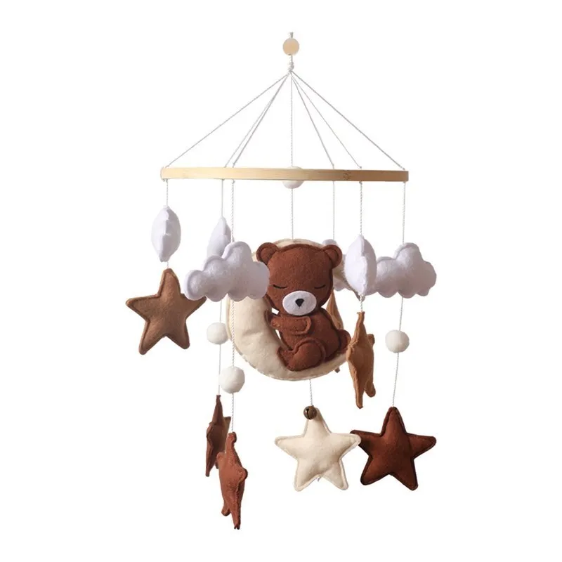 Baby Rattle Toy 0-12 Months Felt Wooden Mobile On The Bed For Newborn Music Box Bed Bell Hanging Toys Holder Bracket Infant Crib 6