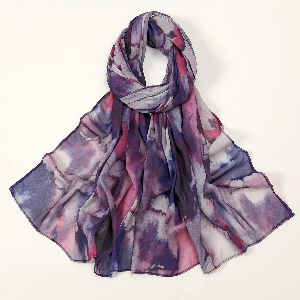 Neue Druck Chiffon Lange Schals für Muslimische Frauen Farbe Aquarell Digitaldruck Weichen Schal Malediven Weibliche Hijabs – Detail 6