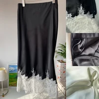 Fairy Lace-Trim Satin Midi Skirt High Wasit Elegant Wrapped Hip Long Skirts Party 2025 Fashion Trends Summer Women Clothing - Image 6
