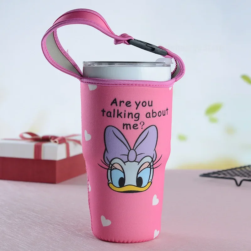 Disney Mickey Sport Water Bottle Cover New Cute Cartoon Portable Student Thermos Cup Pouch Vacuum Glass Cup Set Sport Accessorie