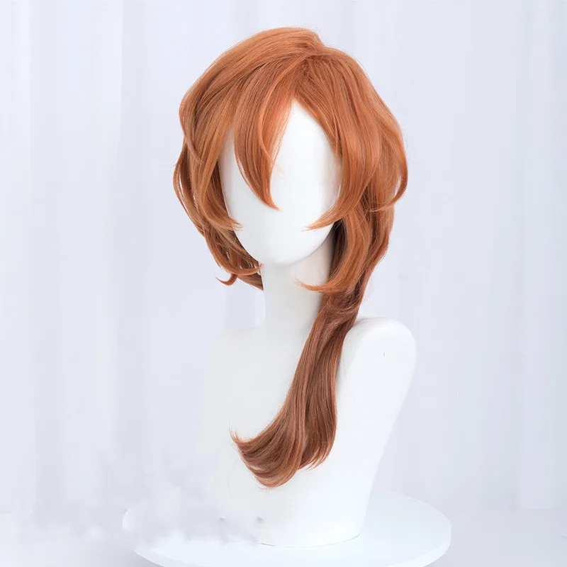 Chuuya Nakahara Cosplay Bungou Stray Dogs Cosplay Men 55cm Brown Wig Anime Wig Heat Resistant Synthetic Wigs