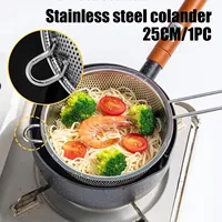 Stainless Steel Single Handle Basket Dense Hole Colander Vegetable Washing Basket Multi-purpose Kitchen Basin organizers storage 2