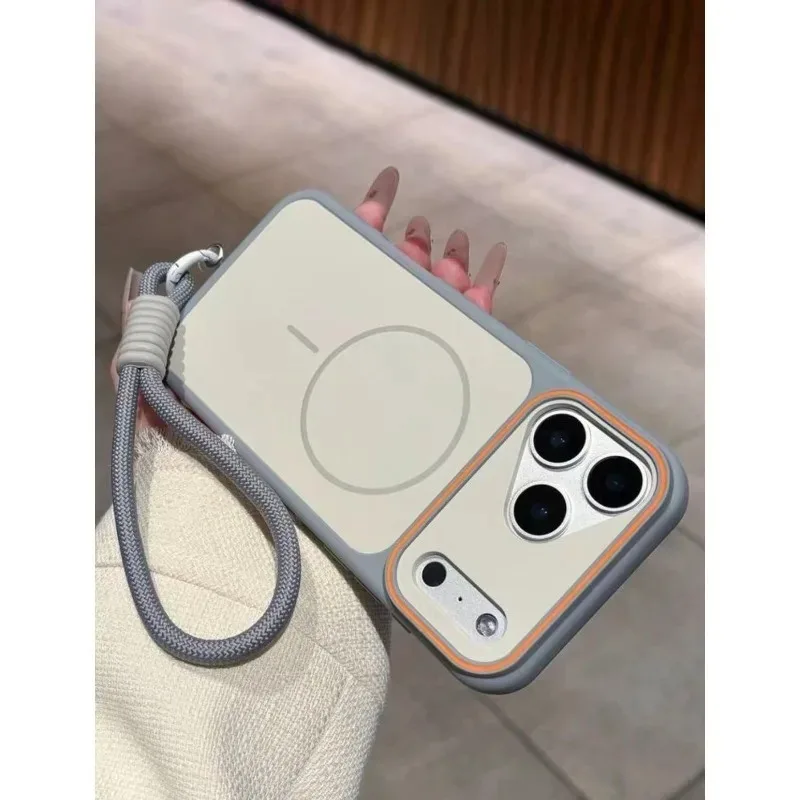 Magnetic Skin Feel Fashionable Protective Phone Wrist Strap Case