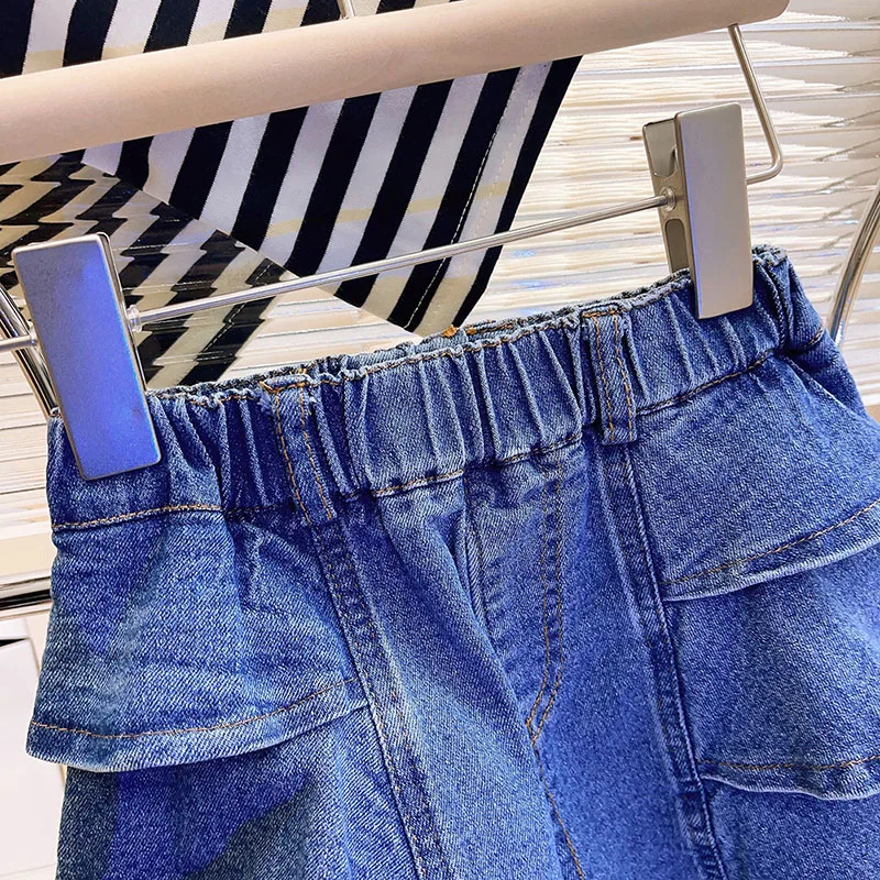 Kids Denim Shorts Cute Solid Color Jeans Pants