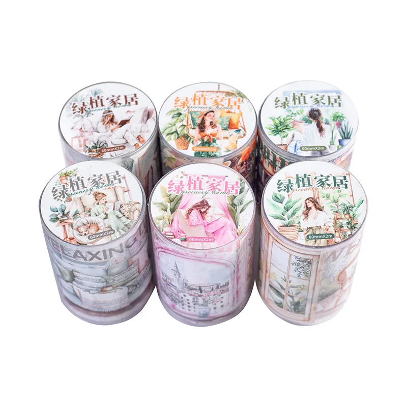 1 롤/3 롤 배경 바닥 접착제 DIY 스티커 매일 60mm * 2m 라이프 장면 조경 테이프 녹지 홈 애완 동물 핸드북