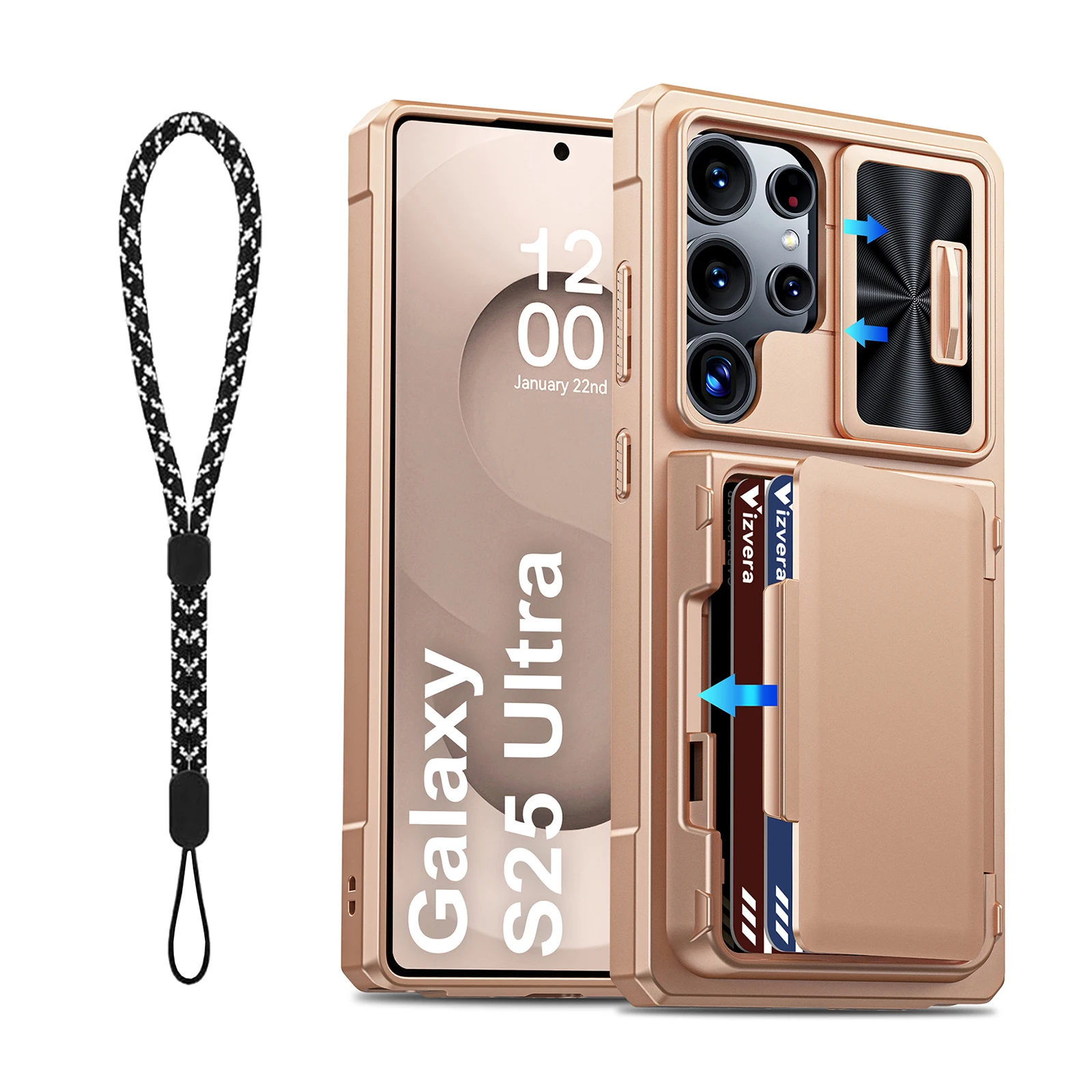Premium Wallet Case with Card Holder & Kickstand - Full Body Protection with Camera Cover