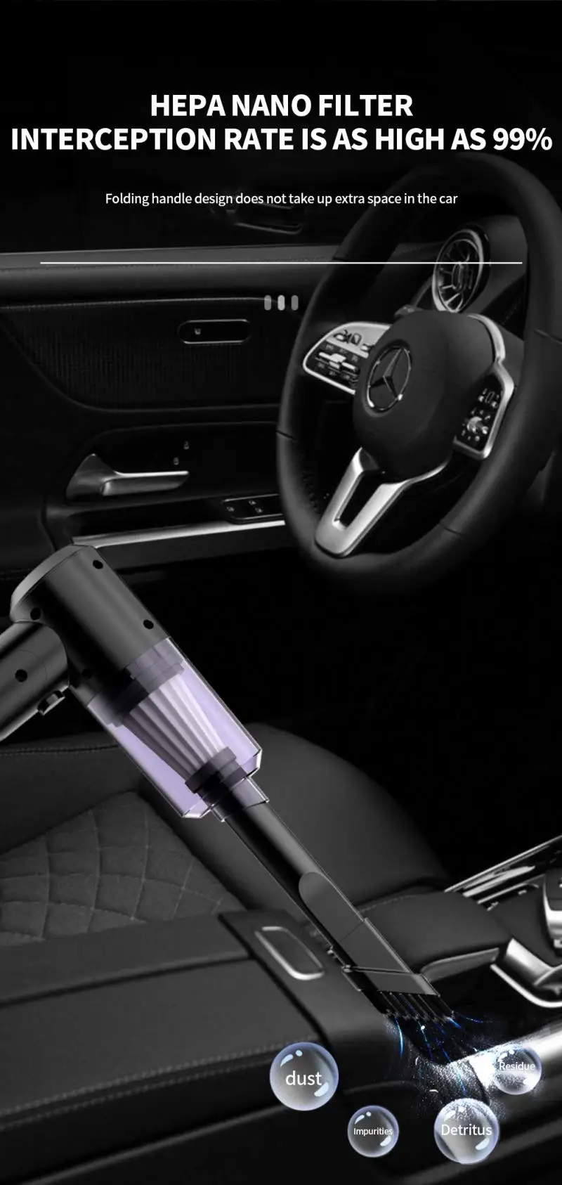 20000Pa Wireless Car Vacuum Cleaner Cordless Handheld Auto Vacuum Home & Car Dual Use Mini Vacuum Cleaner With Built-in Battrery