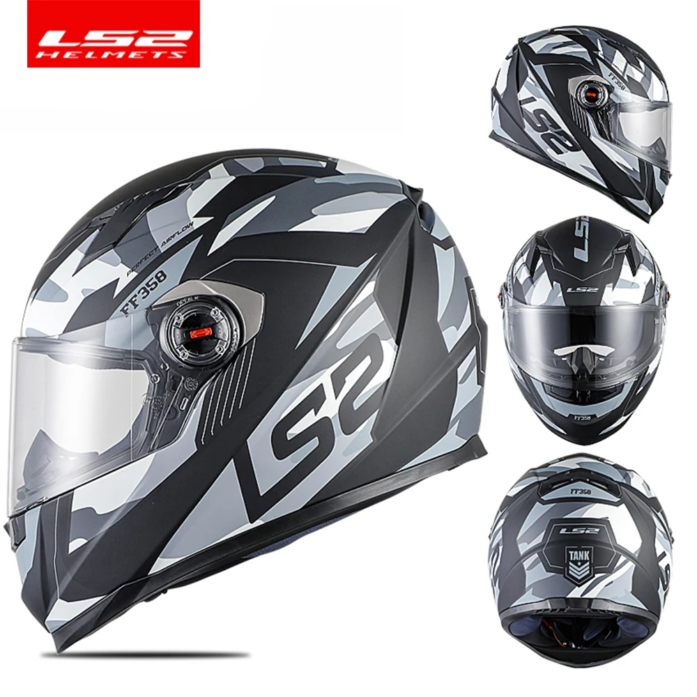 

LS2 Full Face Motorcycle Helmet ls2 FF358 Motocross Racing Man Woman Casco Moto Casque No Pump ECE Approved Quality