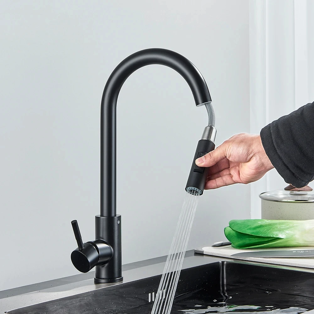Grifo extraíble para fregadero de cocina، grifos mezcladores de agua fría y caliente con dos funcctions، montado en cubierta