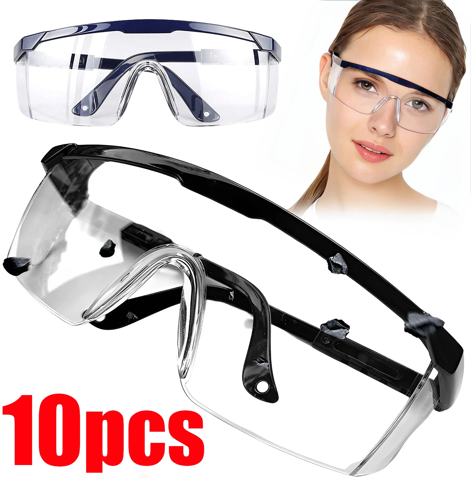 Safety Goggles Anti-Splash Work Eye Protection Lab Industrial Wind Dust Proof Cycling 1/10pcs