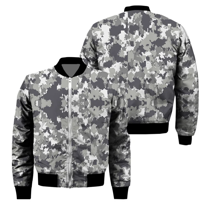 thumbnail image 1 of Chaqueta con cremallera y estampado de camuflaje para hombre, chaqueta clásica con estampado 3D de manga larga, informal, de gran tamaño, para primavera y otoño, 1 of 5